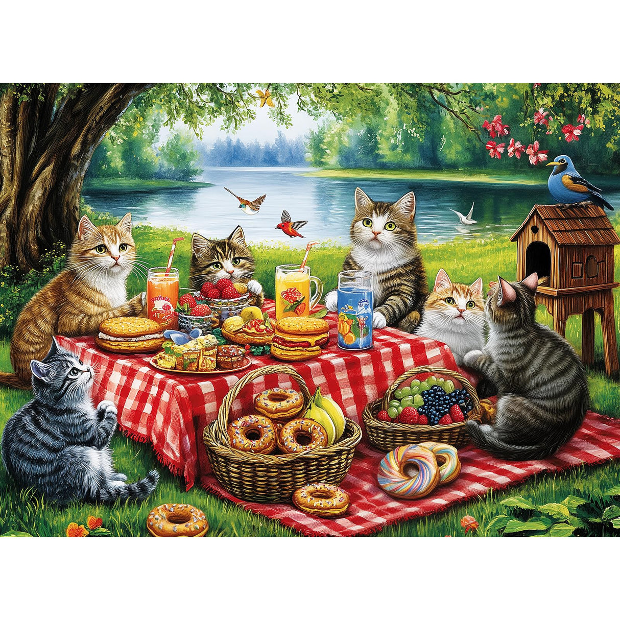 500 Piece Puzzles for Adults, Cat Family Dinner Large Piece Jigsaw Puzzle for Adults Kids Seniors,Recycled Cardboard Puzzle 500 Piece,Family Activity Great Gift for Family Friends 20.5 * 15 in MJYPHDM