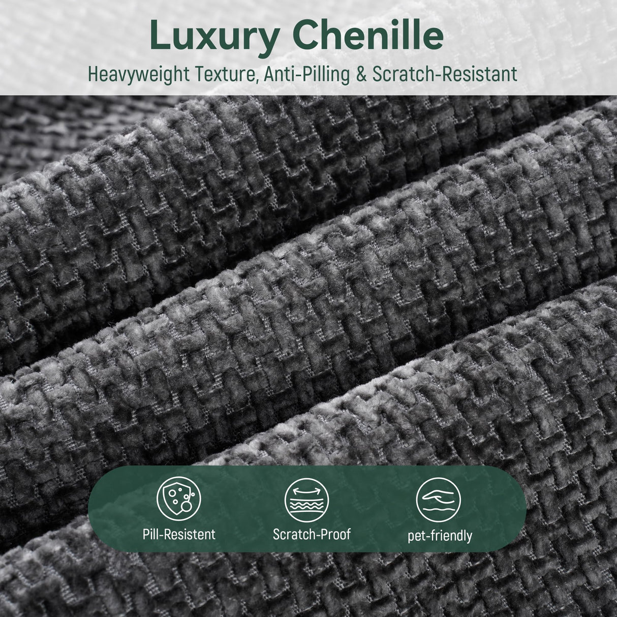 MONVANE Modular Sectional Cloud Couch for Living Room - 130'' 4 Seater Convertible Chenille Couches Set with Ottoman, No Assembly Compression Sofas, Comfy Floor Sofa with Memory Foam, Dark Grey MONVANE