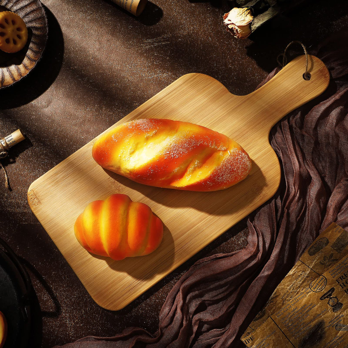 6 Pcs Cutting Board Set Plain Chopping Board with Handles Laser Engraving Serving Board Wooden Charcuterie Kitchen Board Bulk for DIY Housewarming Christmas Gift (15 x 7 Inch, Bamboo) Patelai