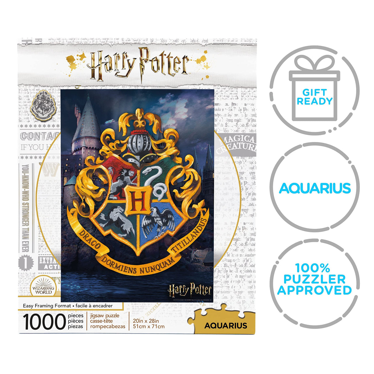 AQUARIUS Harry Potter Puzzle Hogwarts Logo (1000 Piece Jigsaw Puzzle) - Officially Licensed Harry Potter Merchandise & Collectibles - Glare Free - Precision Fit - 20x28in AQUARIUS