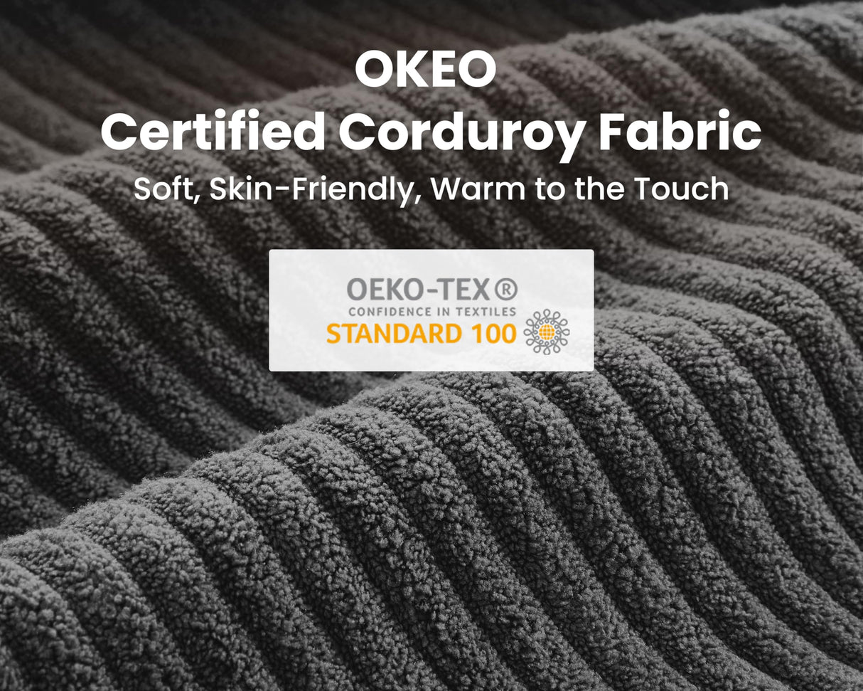 CHIC HOUSE Modular Sectional Couch| Corduroy L Shaped Sleeper Sofa, U-Shape Sofa Bed Convertible Chaise with Storage Ottoman for Living Room Modern Furniture (Dark Grey, 6 Seater L-Shaped) CHIC HOUSE