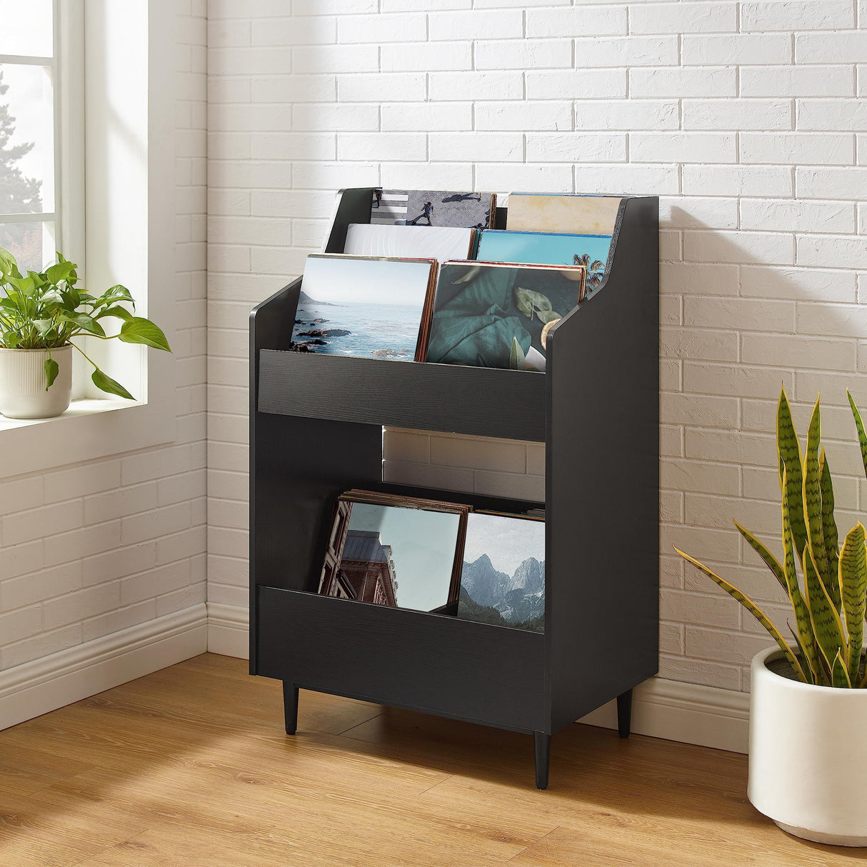 Crosley Furniture Liam Record Storage Stand, Black Crosley Furniture