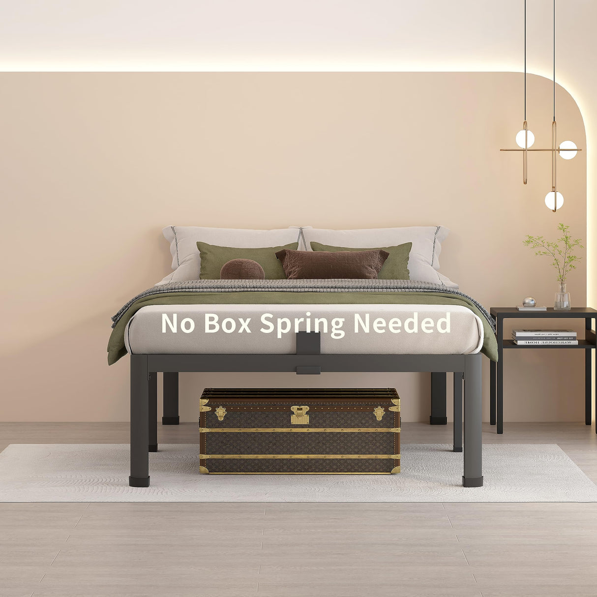 MAF 14 Inch Twin XL Metal Platform Bed Frames with Round Corner Legs, 3000 LBS Heavy Duty Steel Slats Support, Noise Free, No Box Spring Needed, Easy Assembly MAF