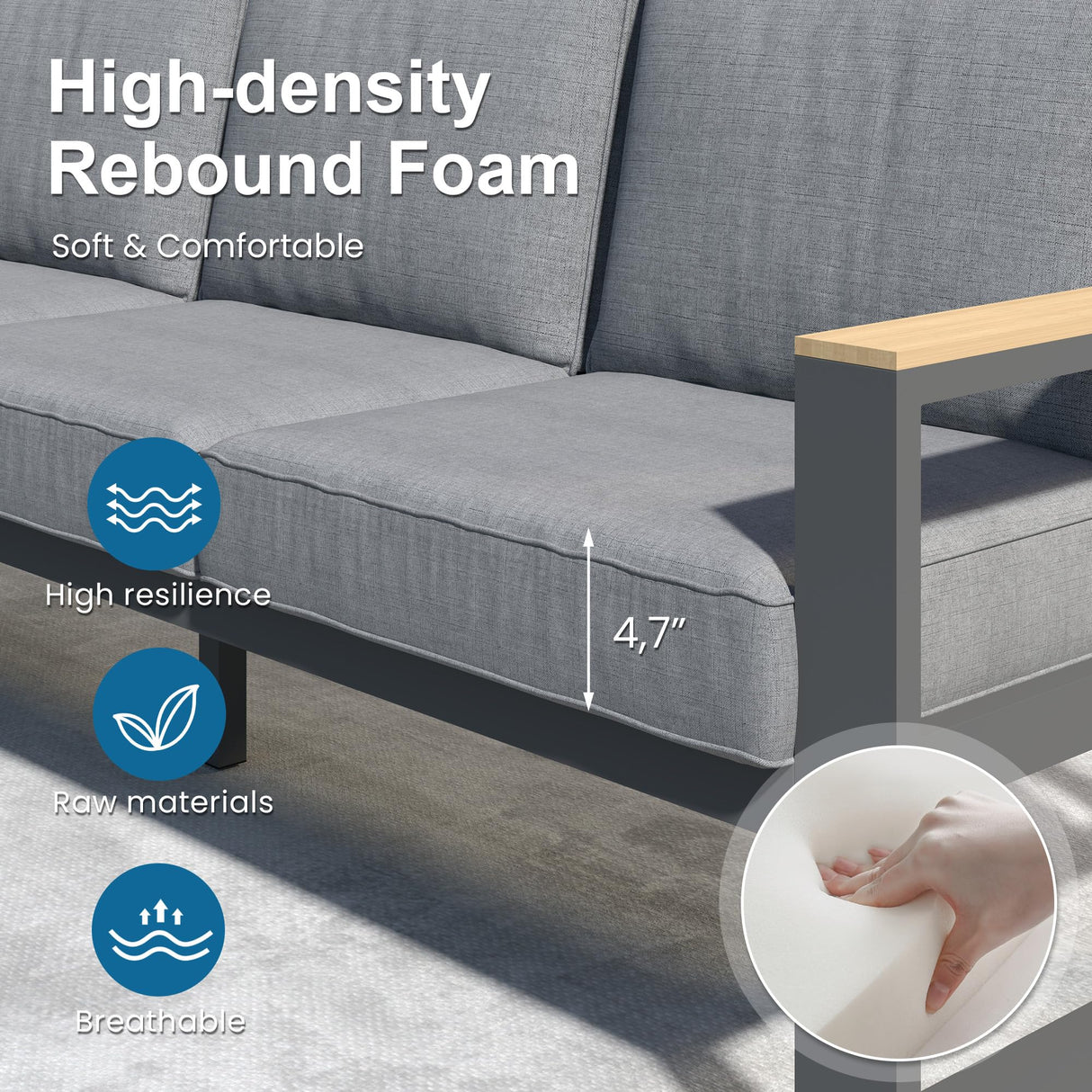 RoyalCraft Aluminum Outdoor Loveseat, All-Weather Metal Patio Furniture Sofa, Patio Sofa Chair for Porch Backyard Garden, Grey RoyalCraft