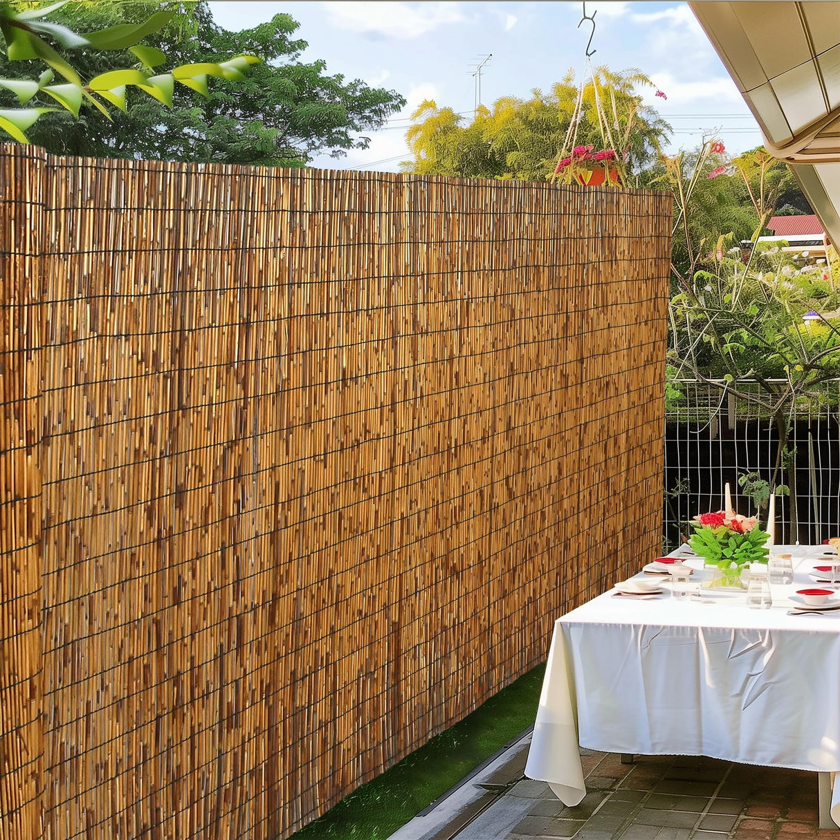 CSBWDLT Natural Reed Fencing, Eco-Friendly Reed Fence, 4 feet High x 13.1 feet Long, Reed Screen for Backyard Patio Garden and More,Brown CSBWDLT