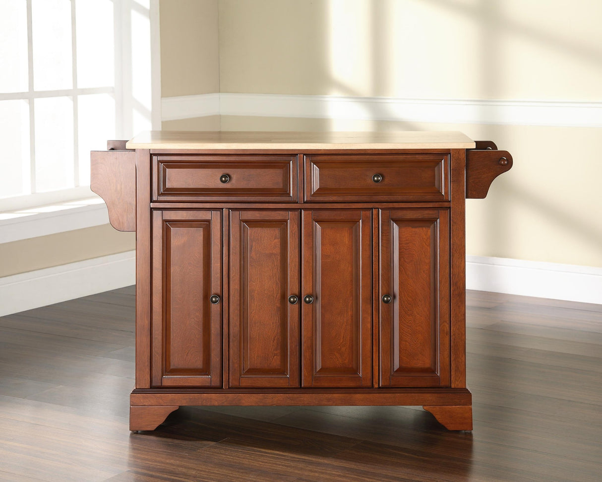 Crosley Furniture Lafayette Full Size Kitchen Island with Natural Wood Top, Cherry Crosley Furniture