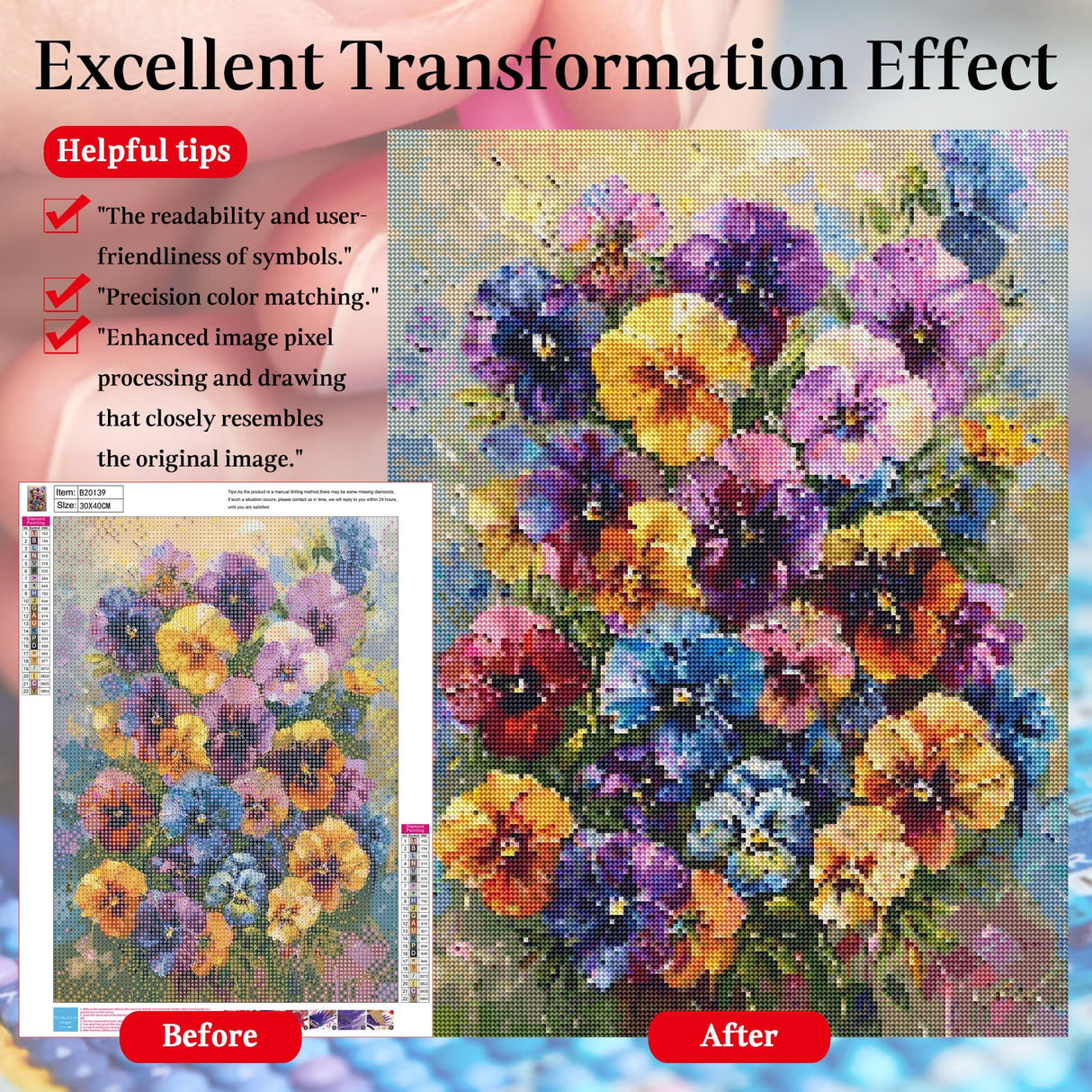 cewlonp Flowers Diamond Painting Kits for Adults-Flowers Diamond Art Kits for Adults Beginner,DIY Full Drill Gem Art for Home Wall Decor(12x16inch) cewlonp