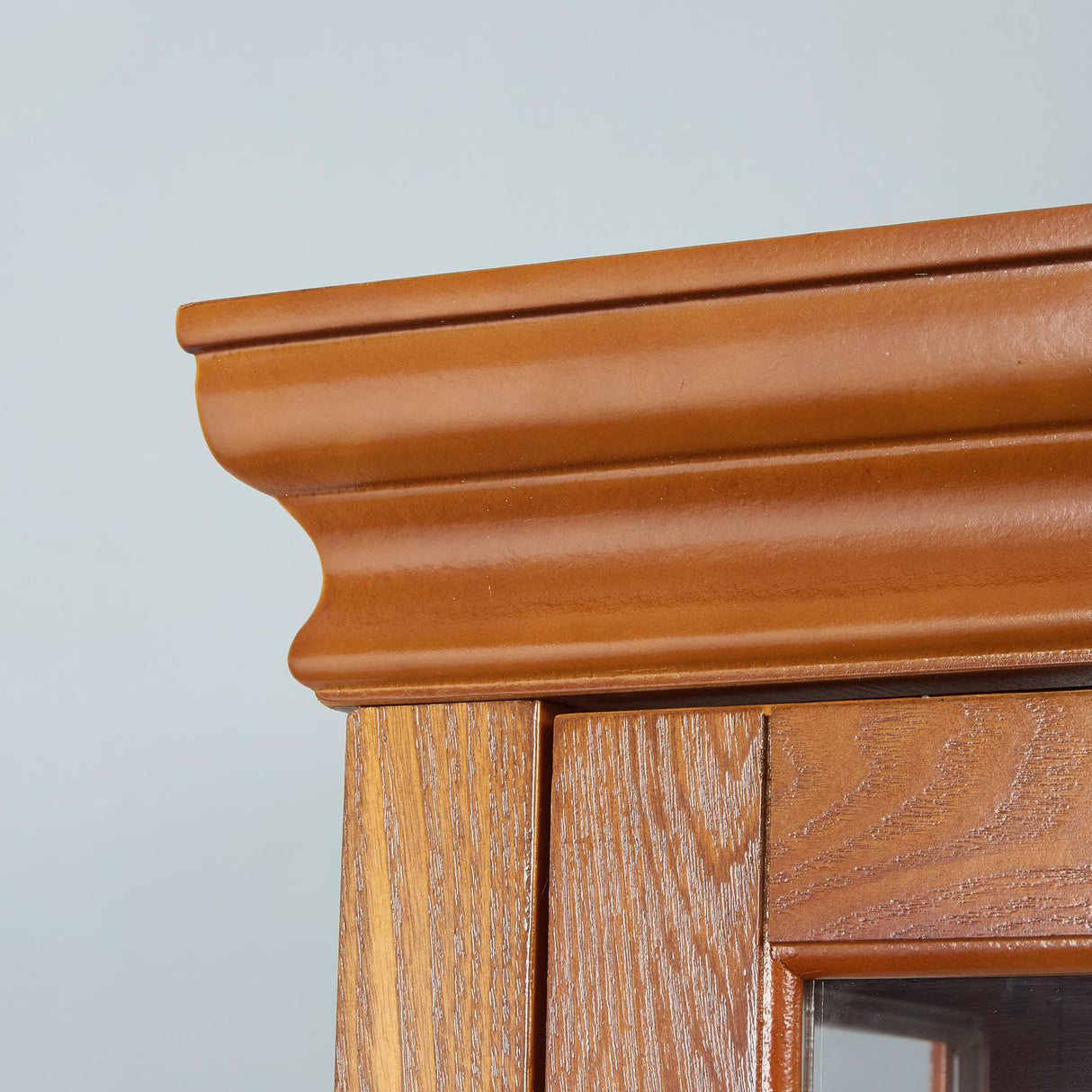 Ball & Cast Lighted Curio Cabinet,6-Tier Glass Display Cabinet with Adjustable Glass Shelves and Mirrored Back Panel for Living Room,E26 Light Blub not Included,Oak Ball & Cast