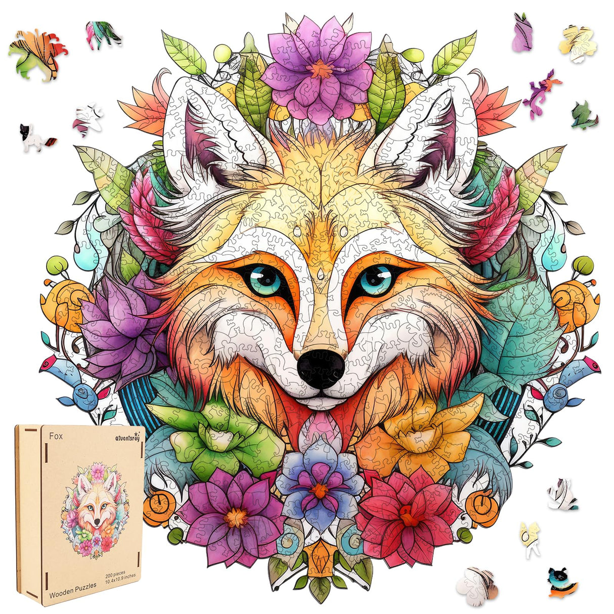 Qiuenisray Wooden Puzzles for Adults,Fox Wooden Jigsaw Puzzles 500pcs,15.7x16.5in,Royal,Unique Shape Animal Adult Puzzles,Irregular Wood Puzzles Creative Gift for Adults and Kids Family Game Qiuenisray