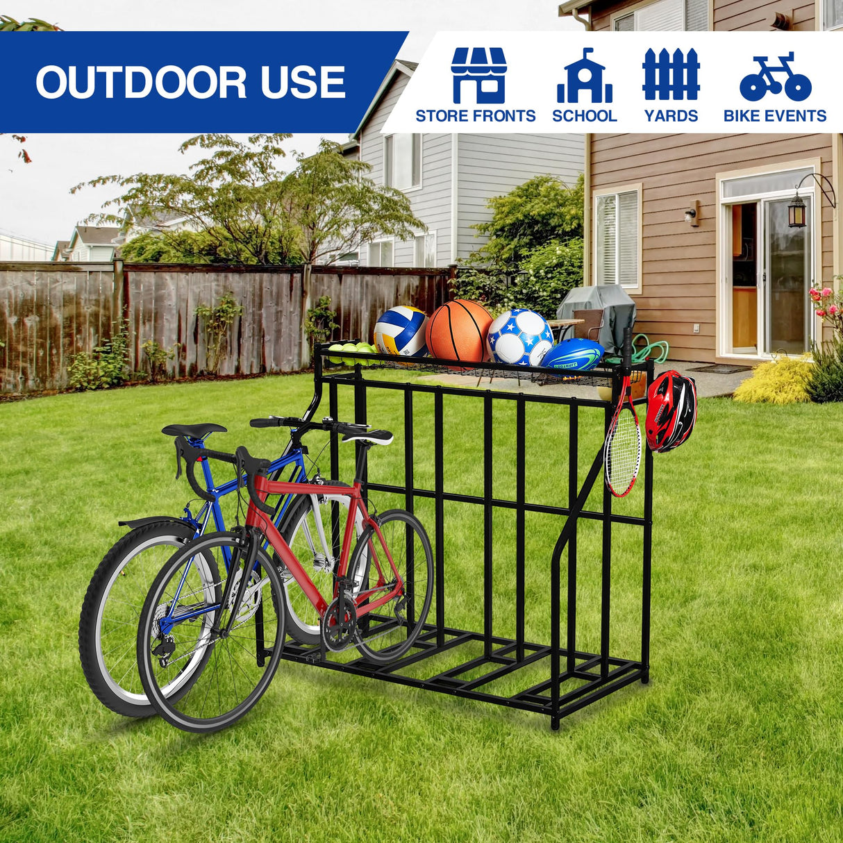 YES4ALL 4-Bike Stand, Bike Storage Rack, Bicycle Floor Rack for Garage Organizer, Indoor Sporting Gear Storage Station Yes4All