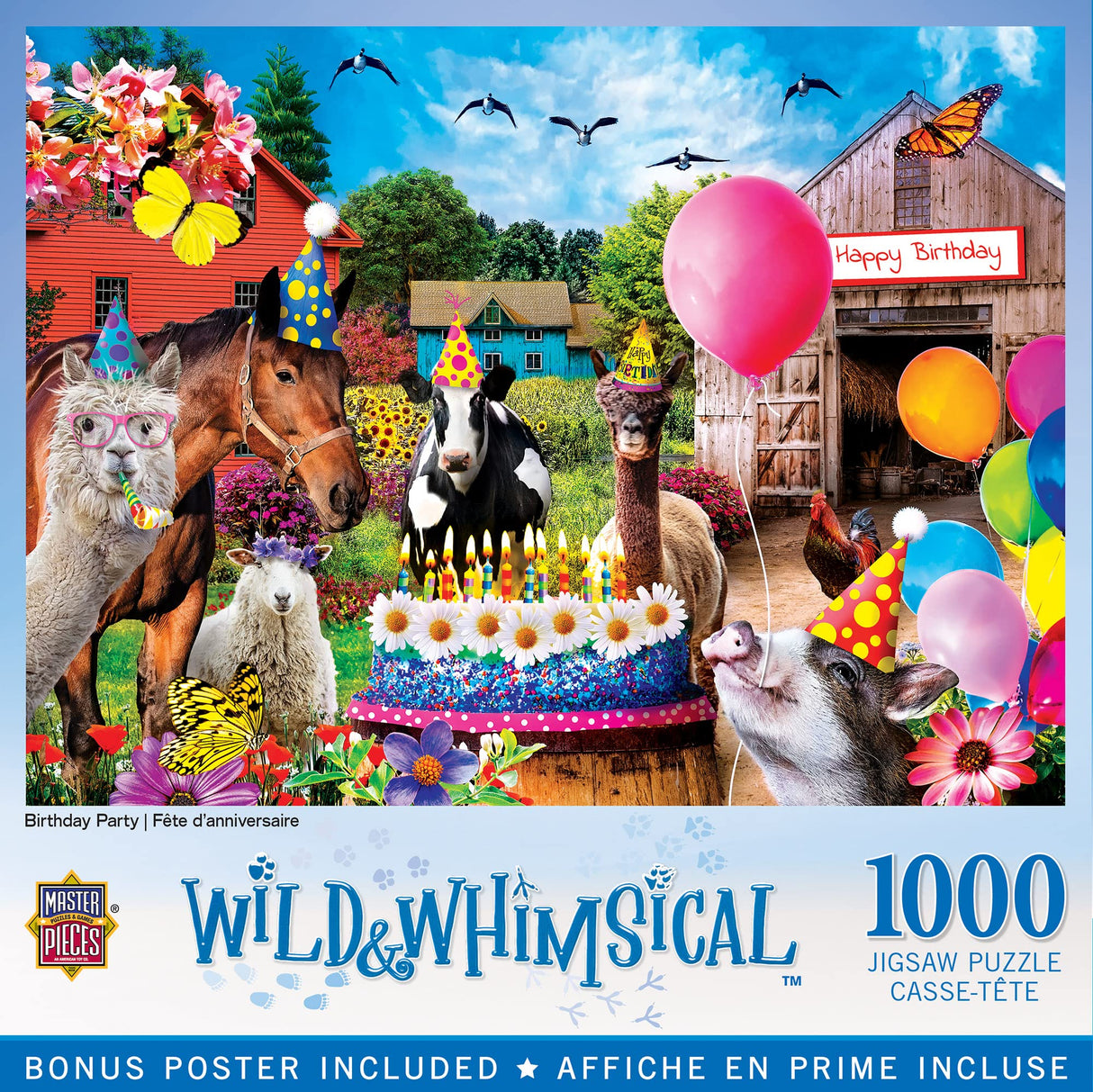 MasterPieces - 1000 Piece Jigsaw Puzzle, Birthday Party, Funny Animals, Activity for Adults, Family, Kids, Matte Finish, 19.25" x 26.75" Masterpieces