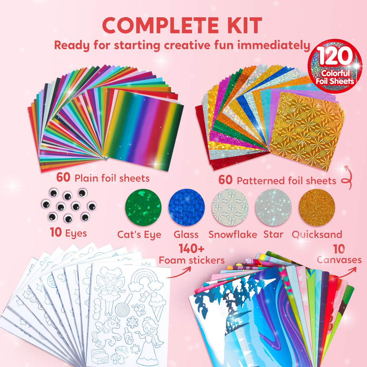Klever Kits Foil Art Kit for Kids - Arts & Crafts Supplies, Mess Free Coloring, Foil Foam Stickers, Creative Travel Toys, Birthday Gifts for Boys & Girls Ages 4 and Up Klever Kits
