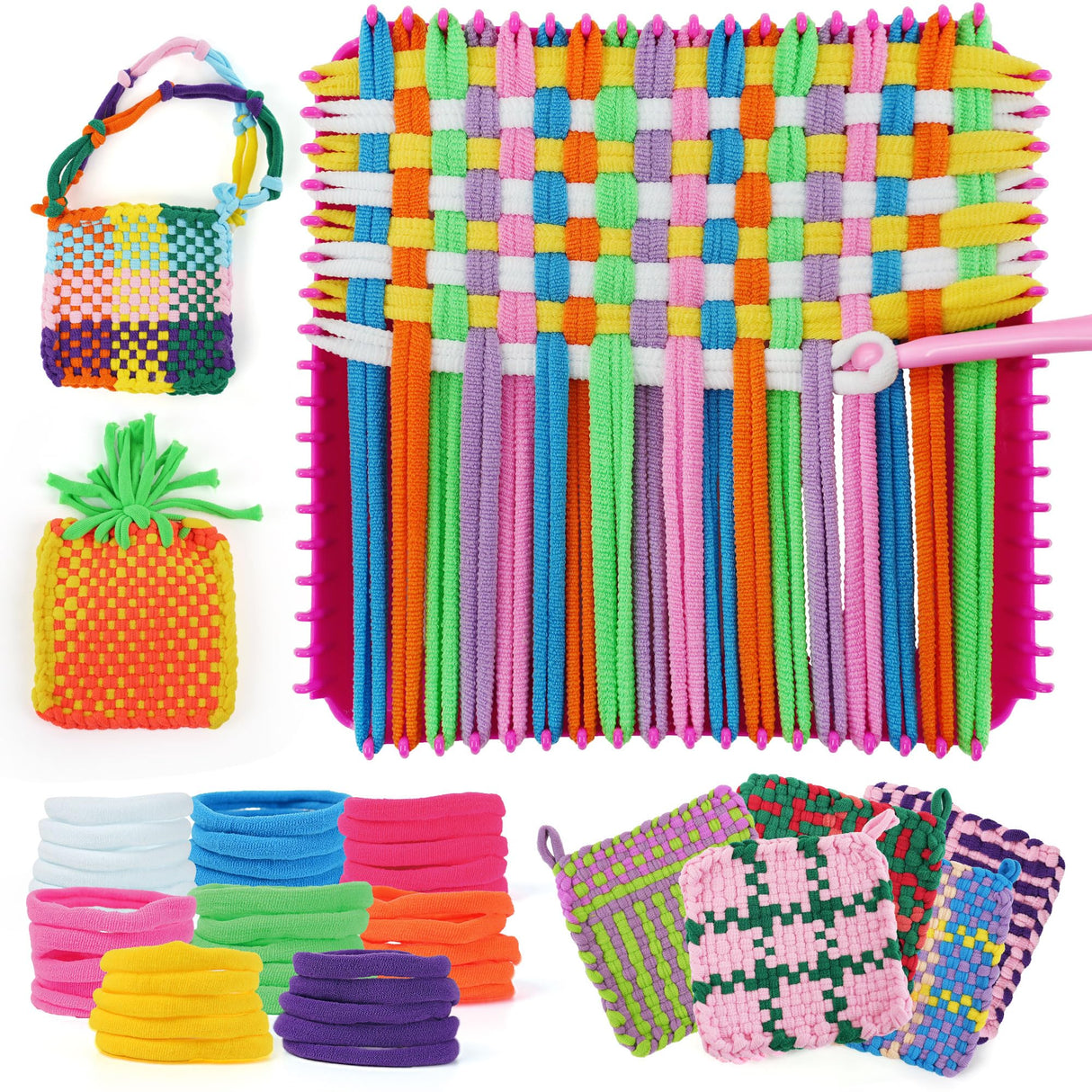 INSFUN Weaving Loom Kit for Kids Ages 6-12 - Best Birthday Gifts for Girls 6-8 8-12, DIY Craft Kit, Make Potholders and Bracelets - Fun Arts and Crafts Toys for Kids INSFUN