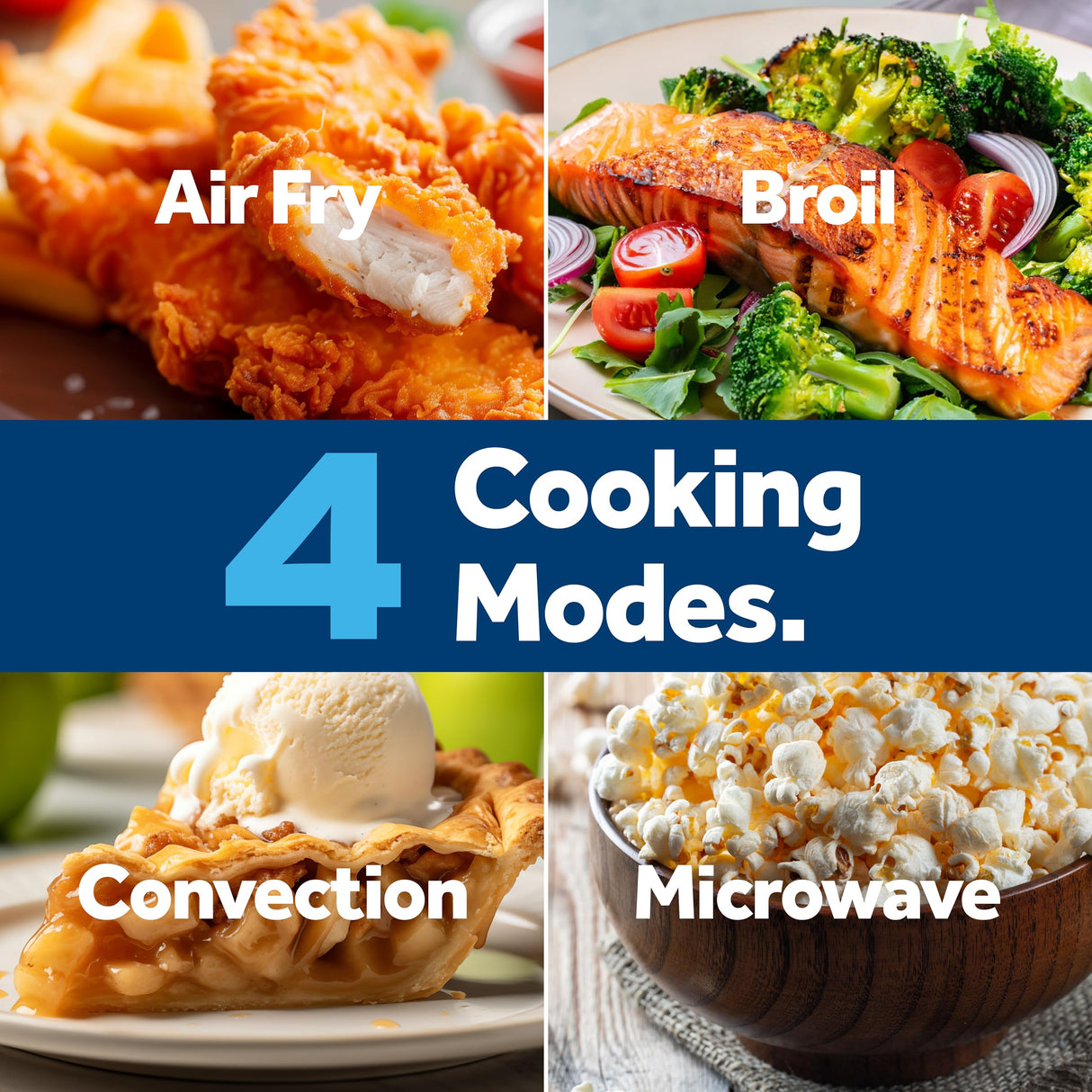 GE GCST10A1WSS 4-in-1 Microwave Oven, 1,050 Watts Air Fryer, Broiler & Convection Mode, Kitchen Essentials for The Countertop or Dorm Room, Child-Lock Technology 1.0 Cu. Ft, Stainless Steel GE