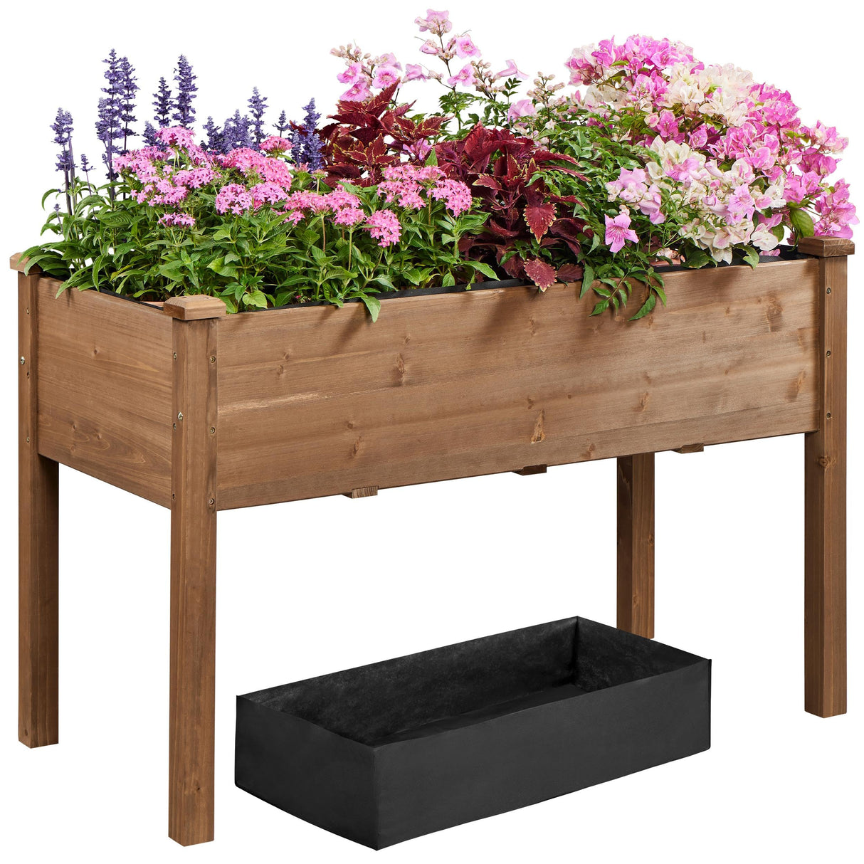Yaheetech 2pcs Raised Garden Bed 48x24x30in Elevated Wooden Horticulture Planter Box with Legs Standing Growing Bed for Gardening/Backyard/Patio/Balcony, Dark Brown Yaheetech