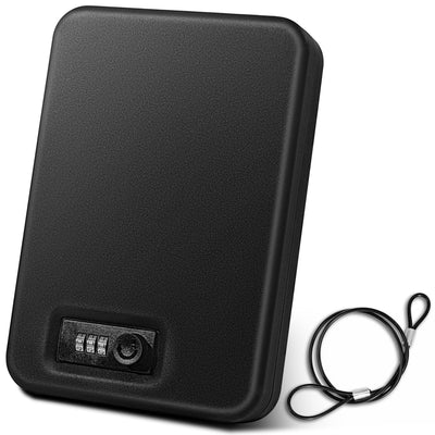 Sgorlds Gun Safe for Pistol, Portable Handgun Lock Box with Combination Lock, Pistol Safe for Car, Home, Travel, 11.5" x7.5" x2.5",Black