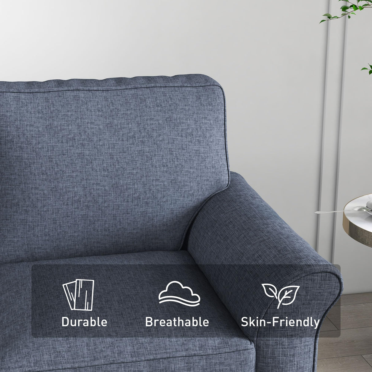 Bonzy Home 57" Loveseat Sofa, 2 Seater Comfy Love Seat Sofa for Living Room, Apartment, Office, Blue Bonzy Home