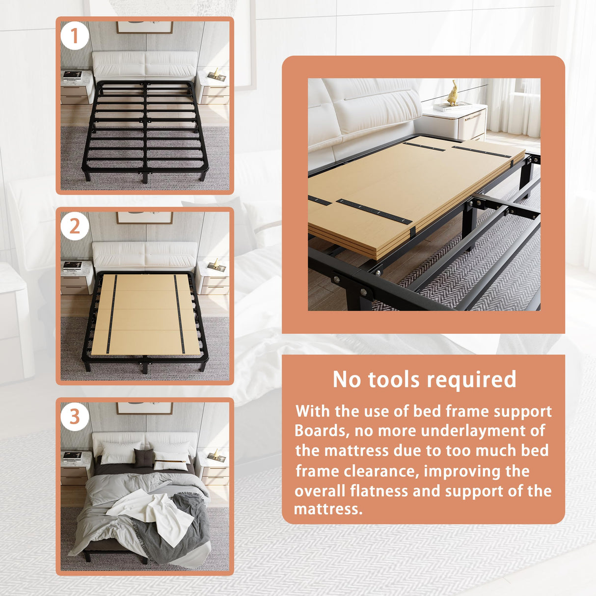 Imperius Foldable Box Spring, Bunkie Board, Bed Support Slats, Bed Boards for Under, Full 60 x 48 in Imperius