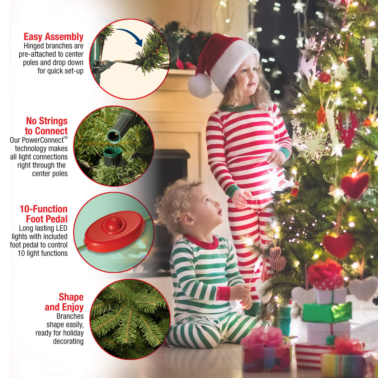 National Tree Company Pre-Lit Artificial Full Christmas Tree, Green, Dunhill Fir, Dual Color LED Lights, Includes PowerConnect and Stand, 12 Feet National Tree Company