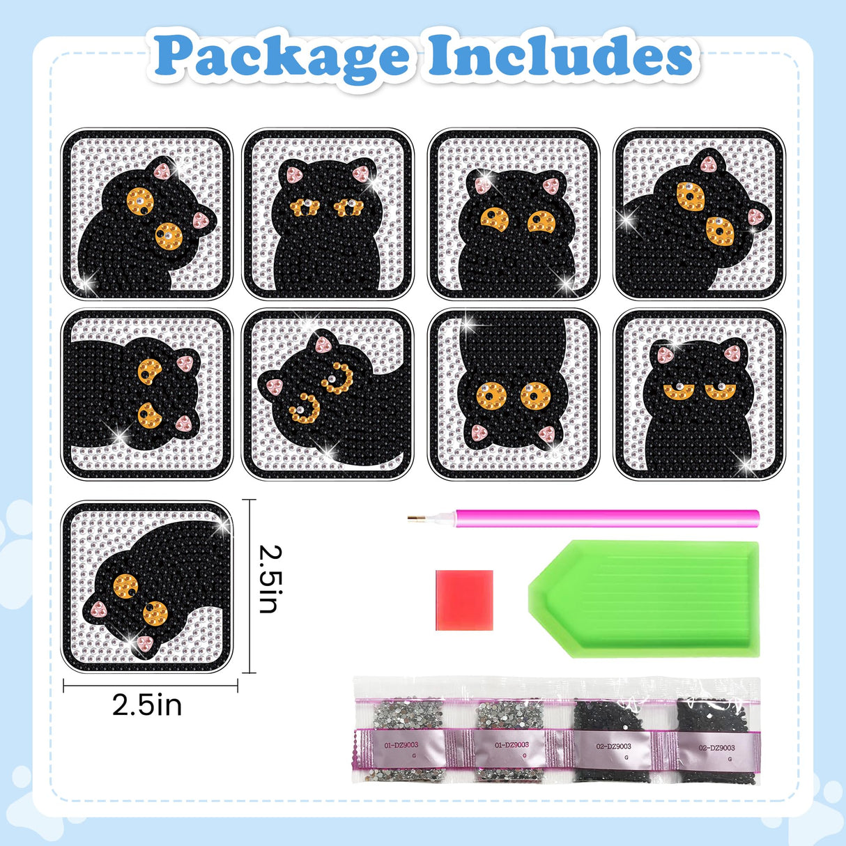Morledoa Diamond Art Refrigerator Magnets, 9 PCS Cat Diamond Art Kits for Adults, DIY Diamond Painting Kits for Home Decor Morledoa