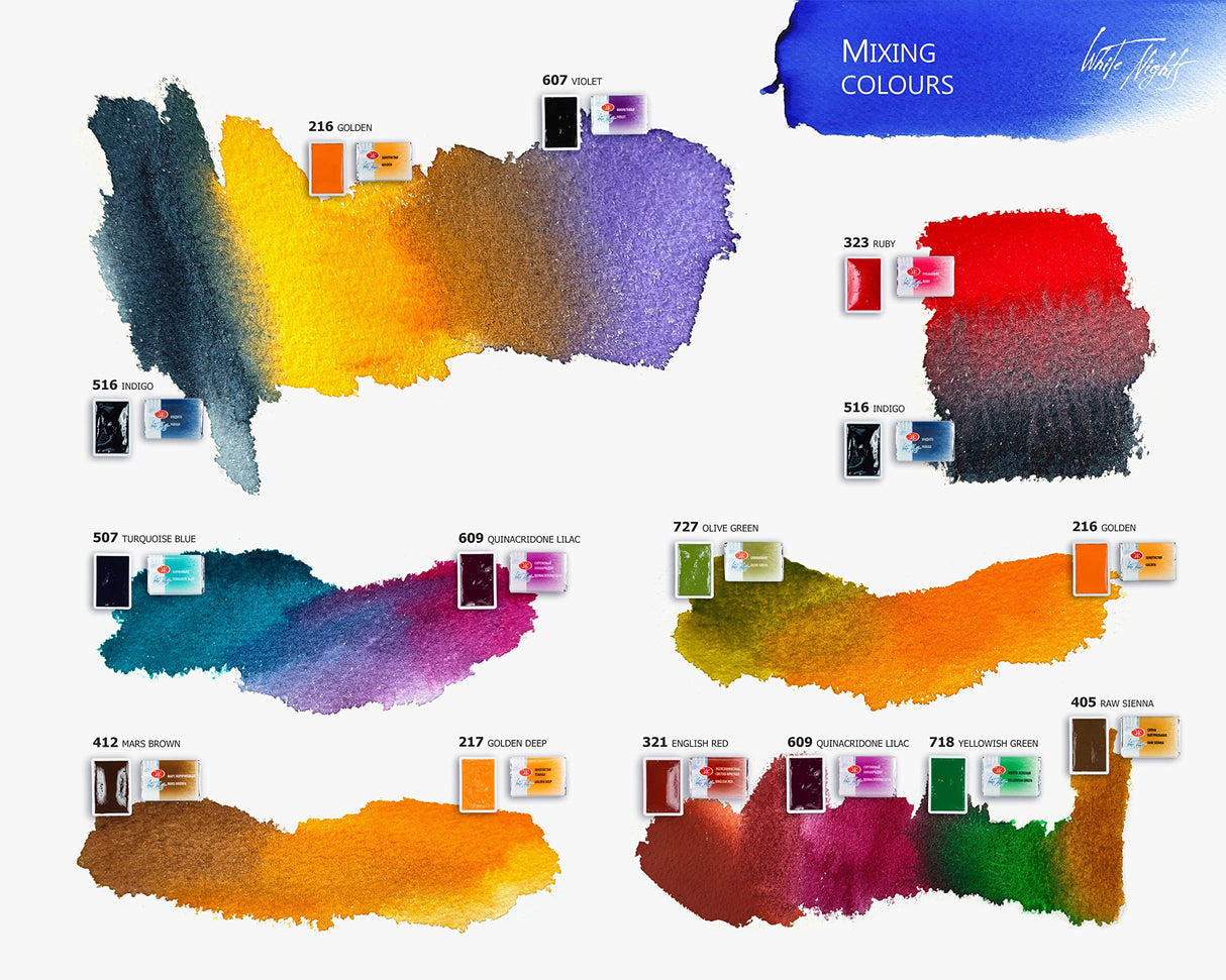 White Nights Professional Watercolor Set 36 Full Pans 2.5ml Extra Fine Artists Grade Pigments Vibrant and Lightfast Colors in Durable Plastic Box Art Supplies for Artists by Nevskaya Palitra Handy Stamps Quality Value Speedy Service