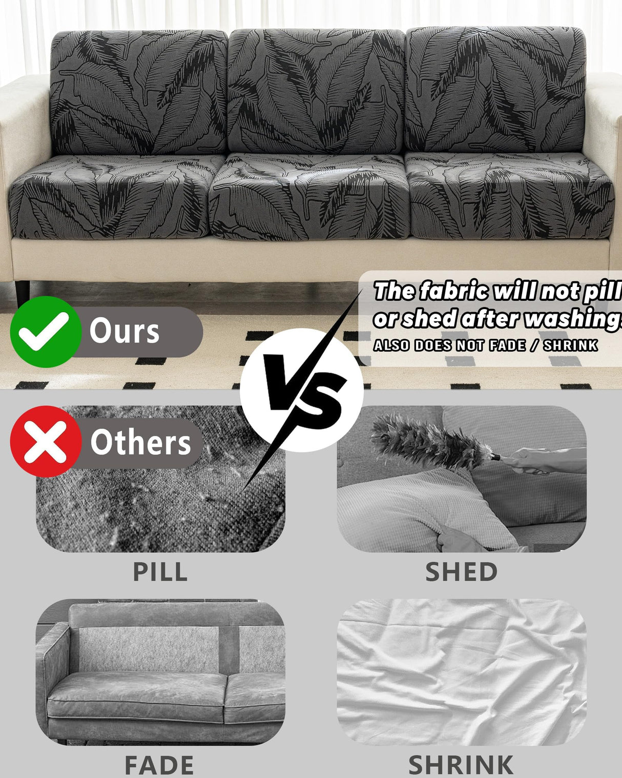 Cgeluy Sofa Cover Washable Sectional Couch Covers Sofa Slipcovers for 3 Cushion Couch Pet Friendly L Shaped Couch Protector Leaf Printed Covers for Dogs Kids Cgeluy