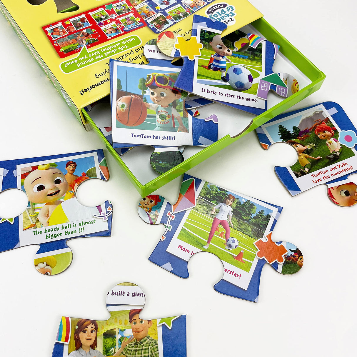 CoComelon Board Book and 12 Large Piece Jigsaw Puzzle for Preschoolers and Toddlers Ages 2+ ; JJ's Family Adventures: (Read, Play & Learn) Cottage Door Press