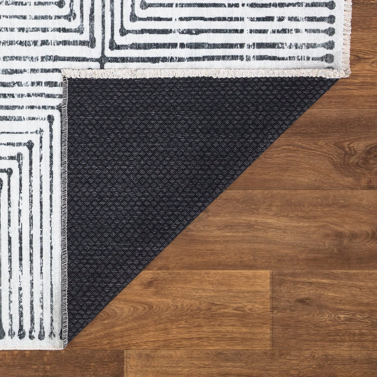 Bloom Rugs Caria Washable Non-Slip 12 ft Runner - Ivory/Black Striped Runner for Entryway, Hallway, Bathroom, and Kitchen - Exact Size: 2'6" x 12' Bloom Rugs