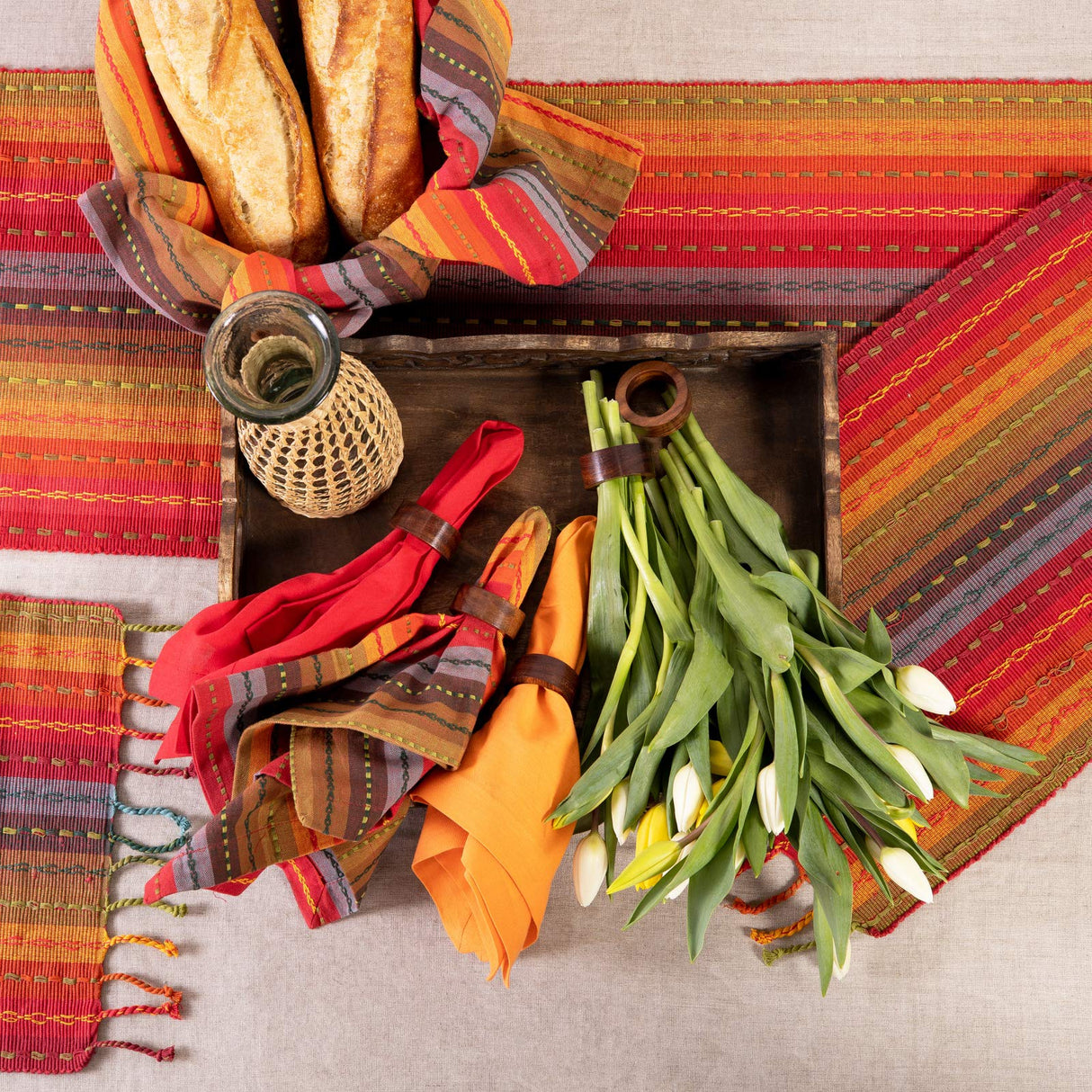 COTTON CRAFT Wood Napkin Rings - Set of 12 - Handmade Dining Table Napkin Holder - Classic Everyday Harvest Autumn Fall Thanksgiving Holiday Christmas Festive Party Gift Farmhouse Décor -Dark Natural COTTON CRAFT