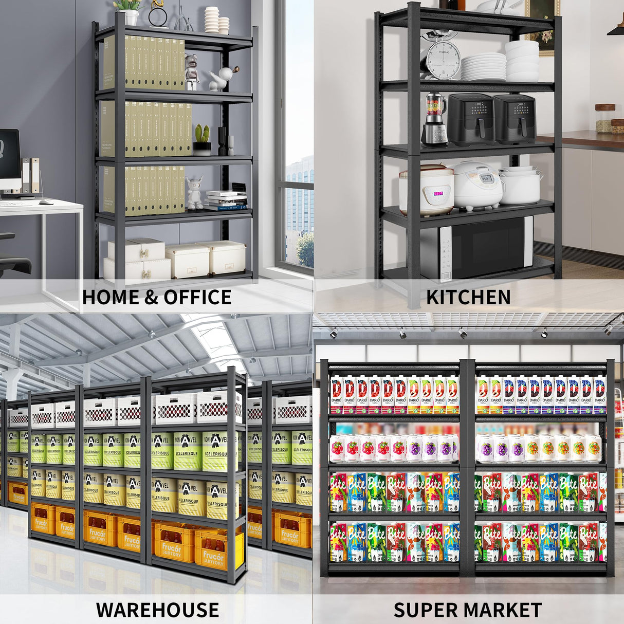 TOPKEY 5-Tier Utility Shelves Garage Storage Shelves, Heavy Duty Metal Storage Shelf for Garage, Kitchen, Warehouse, Adjustable Basement Storage Rack, Load 2000LBS, 63" H x 31.5" W x 15.8" D TOPKEY