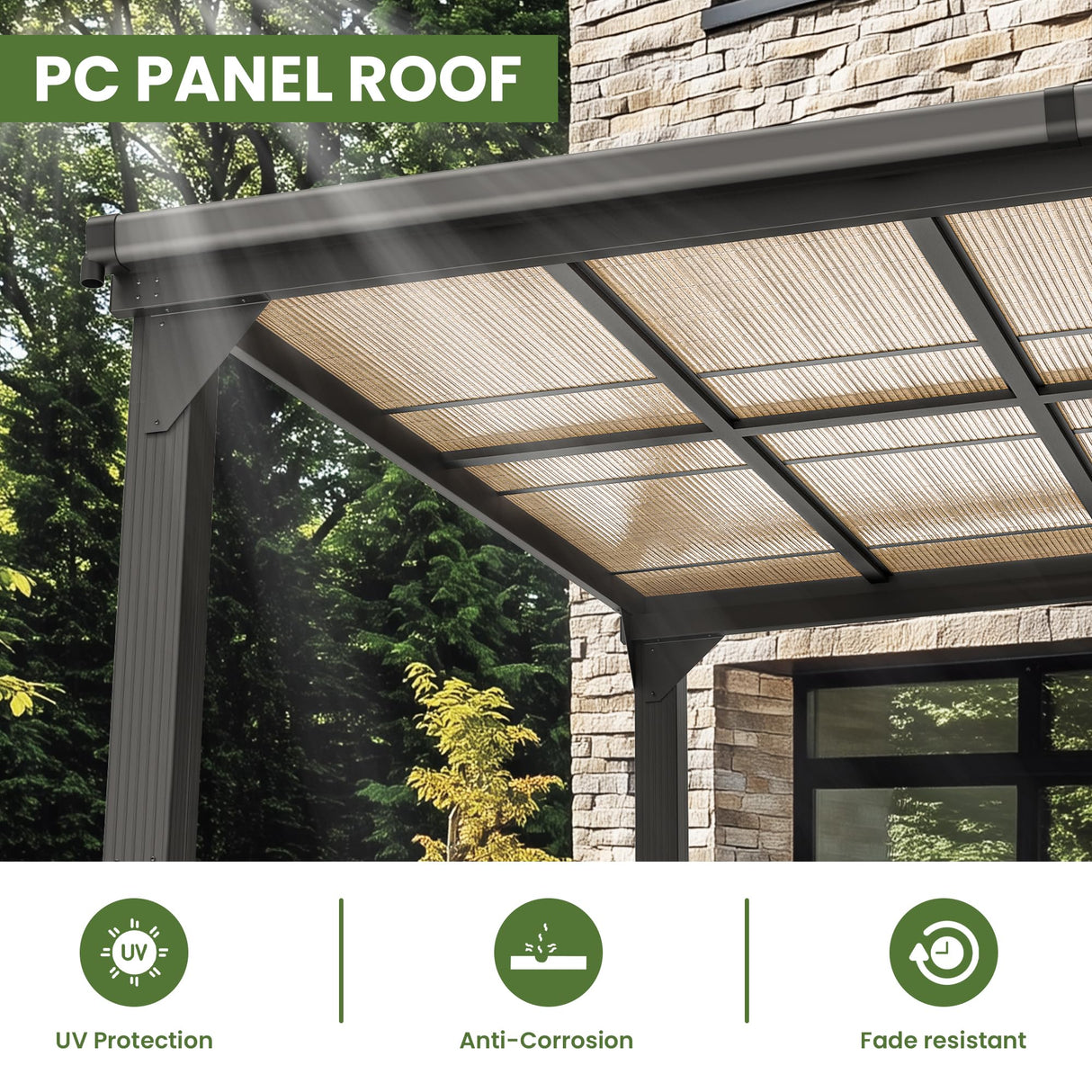 Patiopia 10 * 12FT Pergola,4 * 4 Inch Thickened Pillars & Enlarged Base,Outdoor Hardtop Lean to Gazebo,Wall Mounted Pergola,Pergolas Gazebos Clearance,Aluminum Frame Pergola,UV Resistant Patio Roof PATIOPIA