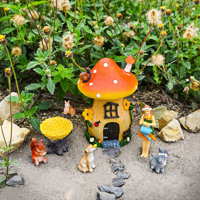 Sparkle Race Fairy Garden Accessories Kit with Miniature Figurines, Fairy Village Kit for Kids, Gnomes Garden Decorations, Outdoor & Indoor Ornaments