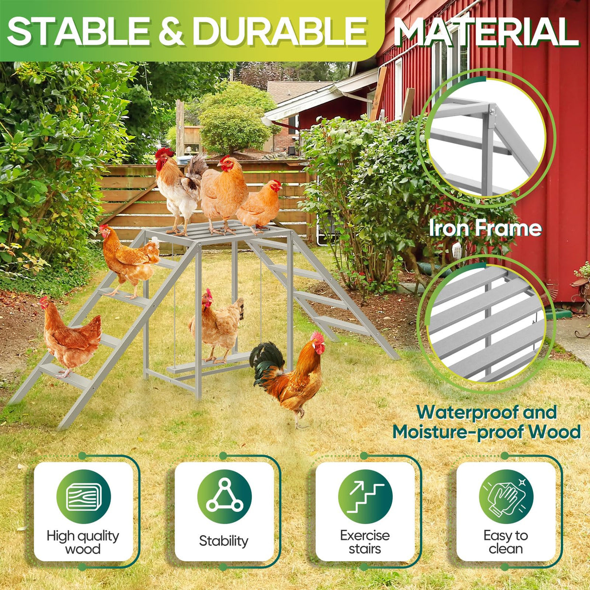 Chicken Perch for Coop with Swing Set,Chicken Ladder coop Toys,Chicken Roosting Bars, Chicken Run Accessories,Suitable for Pet's Health & Happy,Chicken Coop Toys for Backyard Farm Shinoske