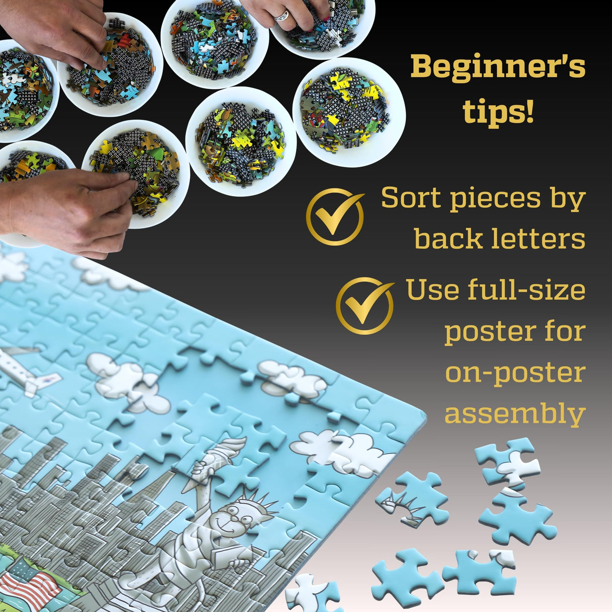 Pawsome America by Gerjato | 1000 Piece Puzzle for Adults, Family and Kids – 20x30 Inch HD Puzzles for Adults 1000 Pieces with a Silky Matte Finish | Fun Unique USA Puzzle Gift Box with 1:1 Poster Gerjato