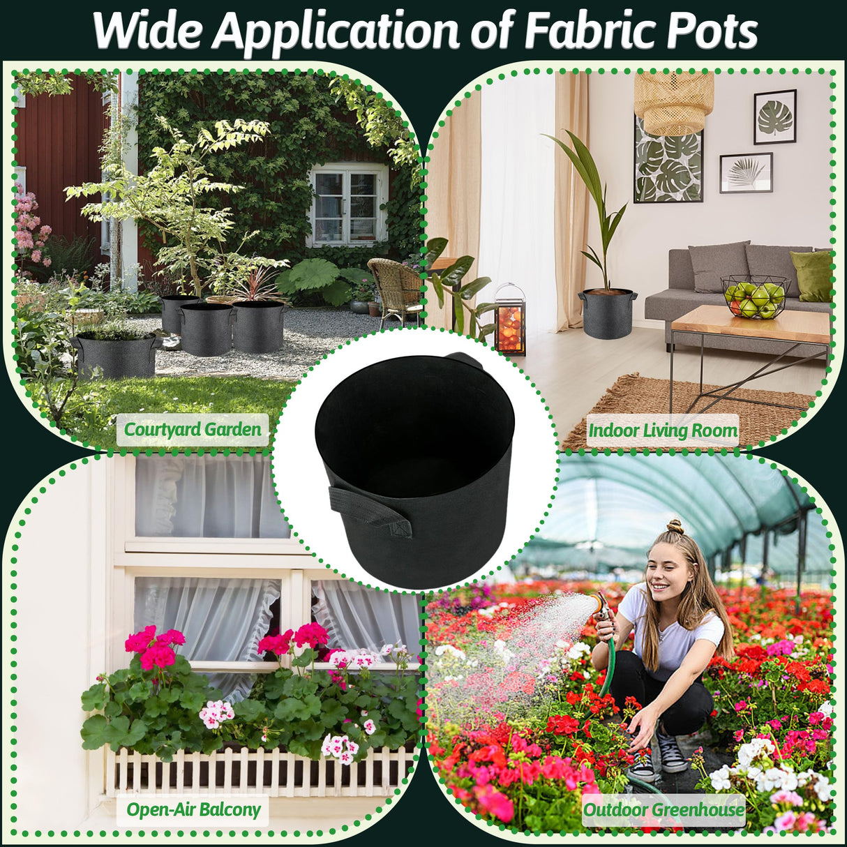 lucdnc 5 Pcs Grow Bags 5 Gallon Plant Grow Bags Multi-Purpose Nonwoven Fabric Pots with Durable Handles,Outdoor Garden Plant Pots for Vegetables Fruits Flowers Herb Succulent Bonsai Plants lucdnc