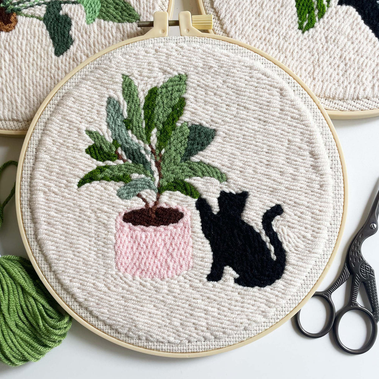 Myfelicity Punch Needle Kit for Adults, Beginners, Kids, Cat and Greenery Patterns, Includes Punching Needle Supplies Myfelicity