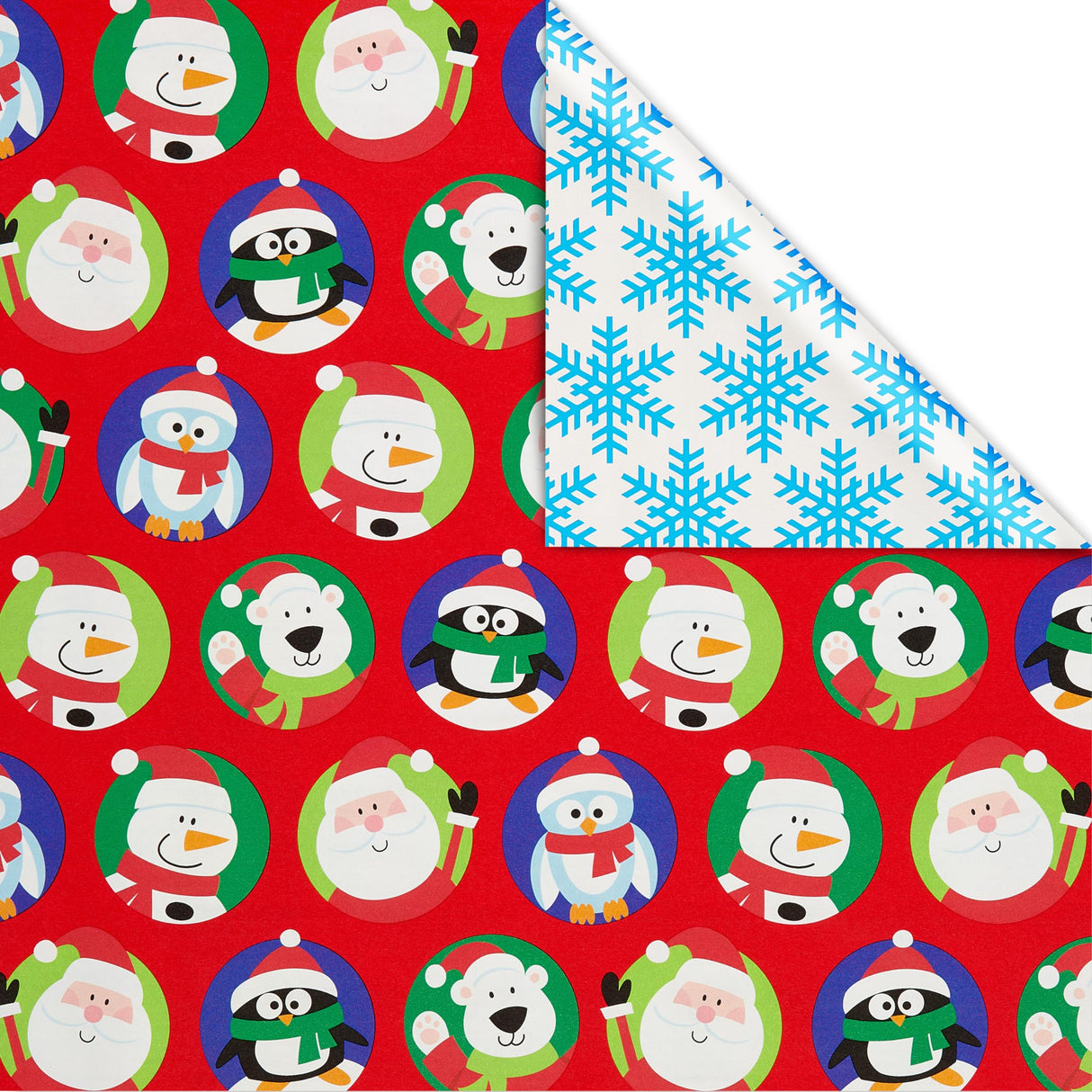 American Greetings 175 sq. ft. Reversible Kids Christmas Wrapping Paper, Santa and Snowflakes (1 Jumbo Roll 30 in. x 70 ft.) American Greetings