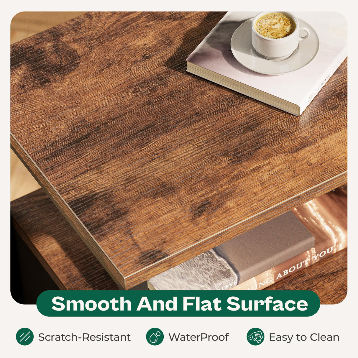 Huuger Night Stand with Fabric Drawer, Side Table with Mesh Shelf, Bedroom Nightstand, Fabric Drawer Dresser, Open Shelf, Metal Frame, Couch Side, Rustic Brown Huuger