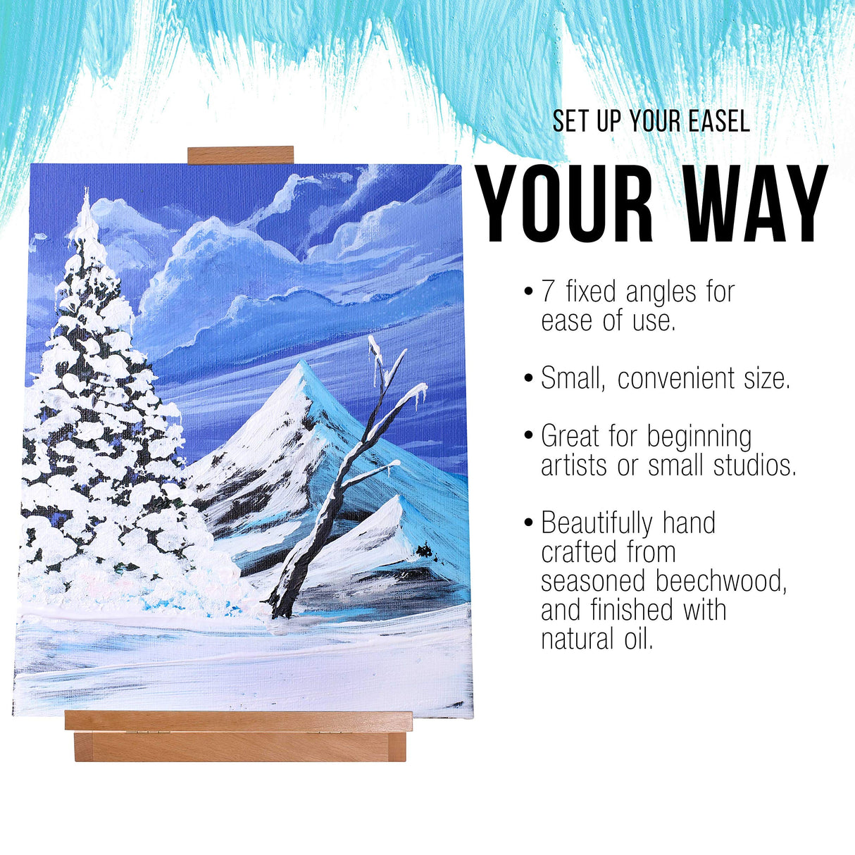 U.S. Art Supply Venice Heavy Duty Tabletop Wooden H-Frame Studio Easel - Artists Adjustable Beechwood Painting and Display Easel, Holds Up to 23" Canvas, Portable Sturdy Table Desktop Holder Stand U.S. Art Supply