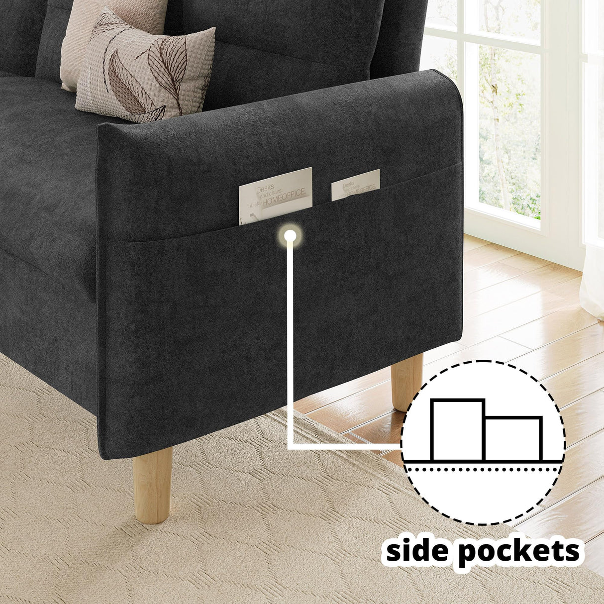 LIKIMIO 80''L-Shaped Modular Sectional Sofa for Living Room, 3-Seater Couch with Movable Ottoman, Modern Convertible Sofas, Small Couches for Living Room/Apartment/Office, Grey LIKIMIO