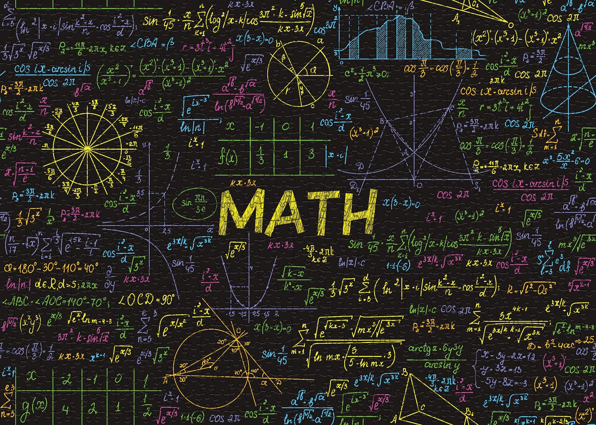 Math Formulas Puzzles 1000 Pieces for Adults, Impossible Difficult Jigsaw Puzzles Neon Art Puzzle, Funny Family Puzzle Collage Challenging Puzzles BBOLDIN