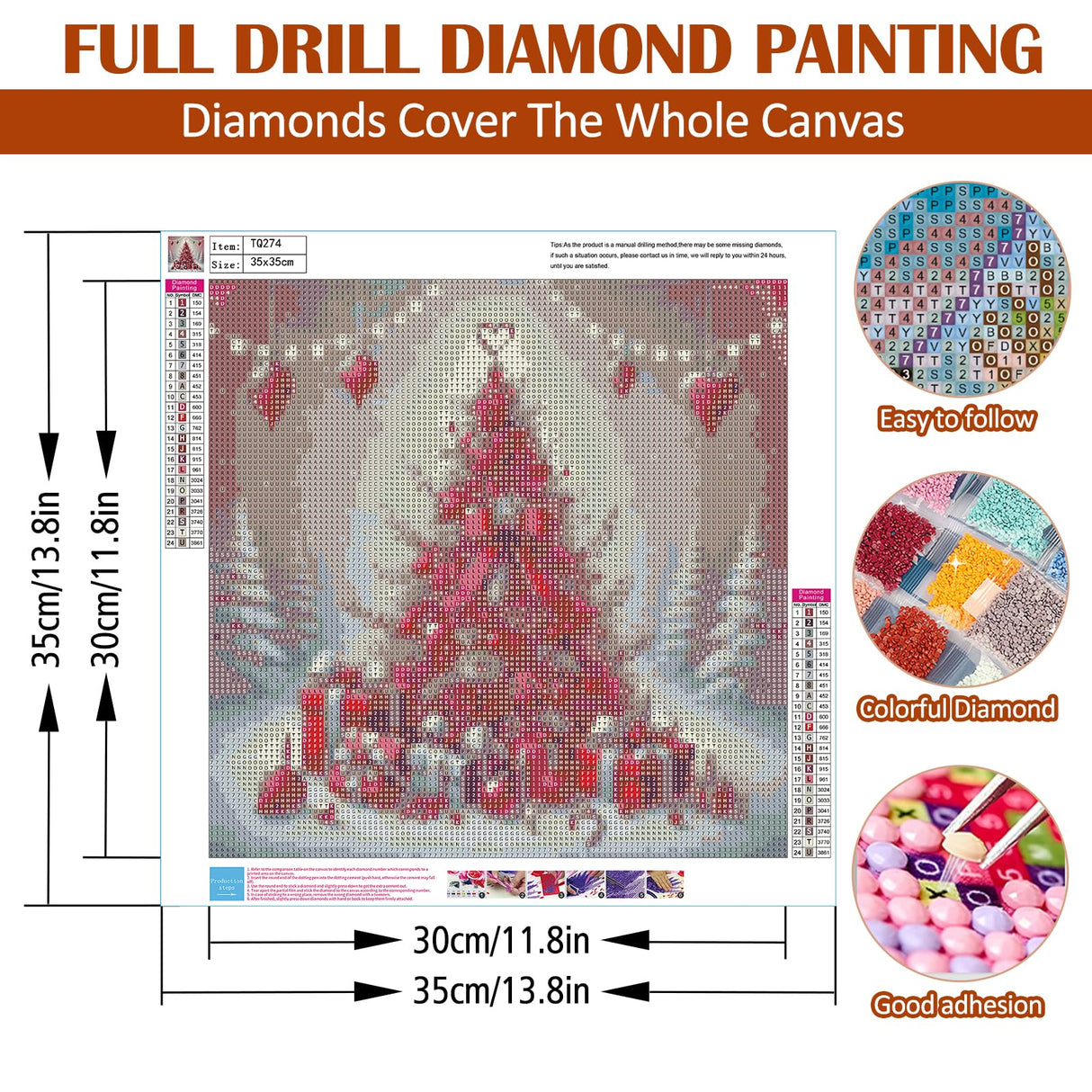 Christmas Tree Love Diamond Art Painting Kits for Adults, Diamond Painting Kits for Adults Beginners, 5D DIY Full Drill Diamond Dot Gem Art Kits for Adult, Home Wall Decor 13.8x13.8 Inch AWLNKMC