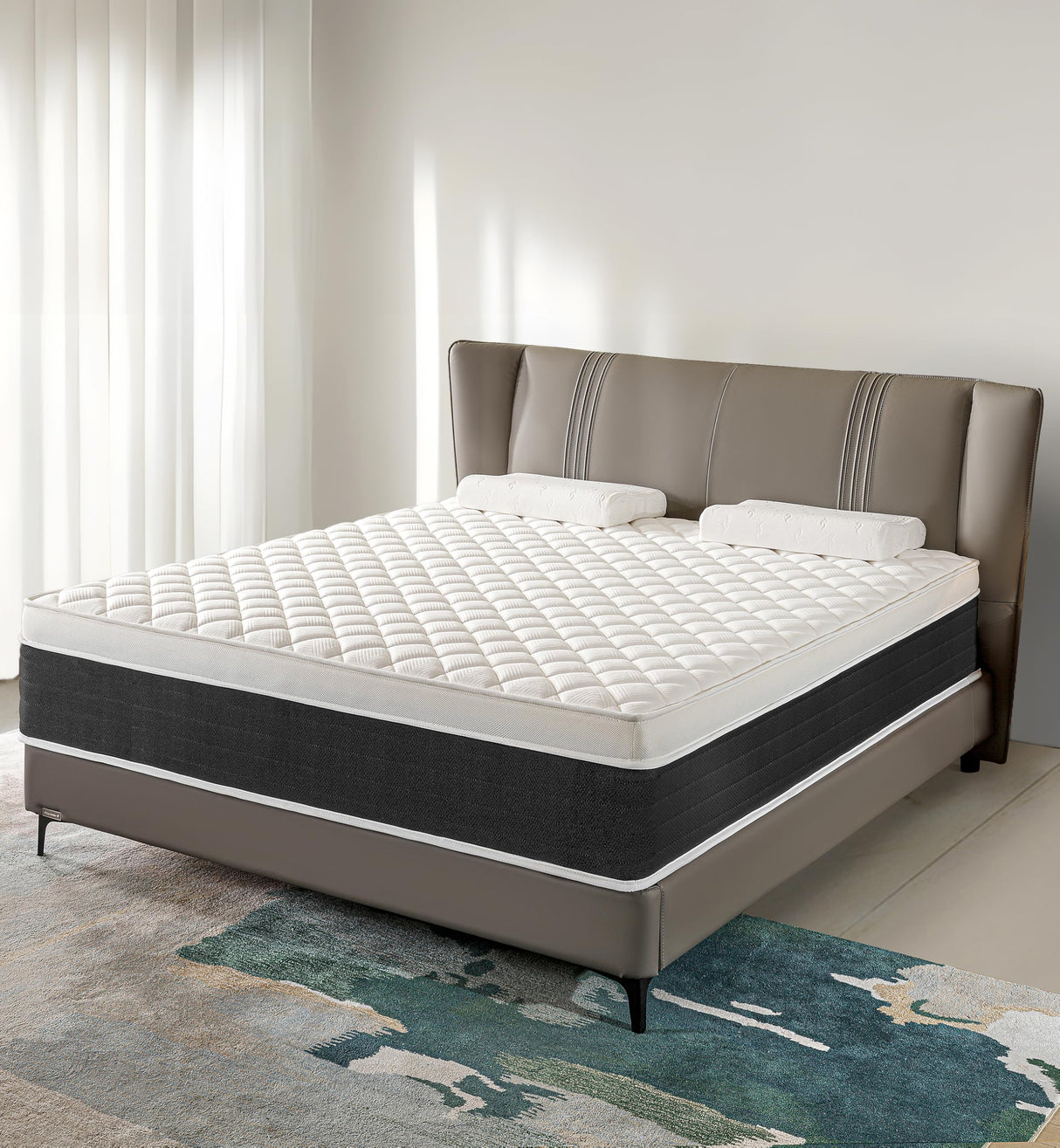 elitspace Queen Size Mattresses,Memory Foam Hybrid Mattress in a Box,10 inch Medium Firm Feel mattresses,Individual Pocket Spring and Supportive, Comfort for Sleep,Pressure Relief,Black & White. elitspace