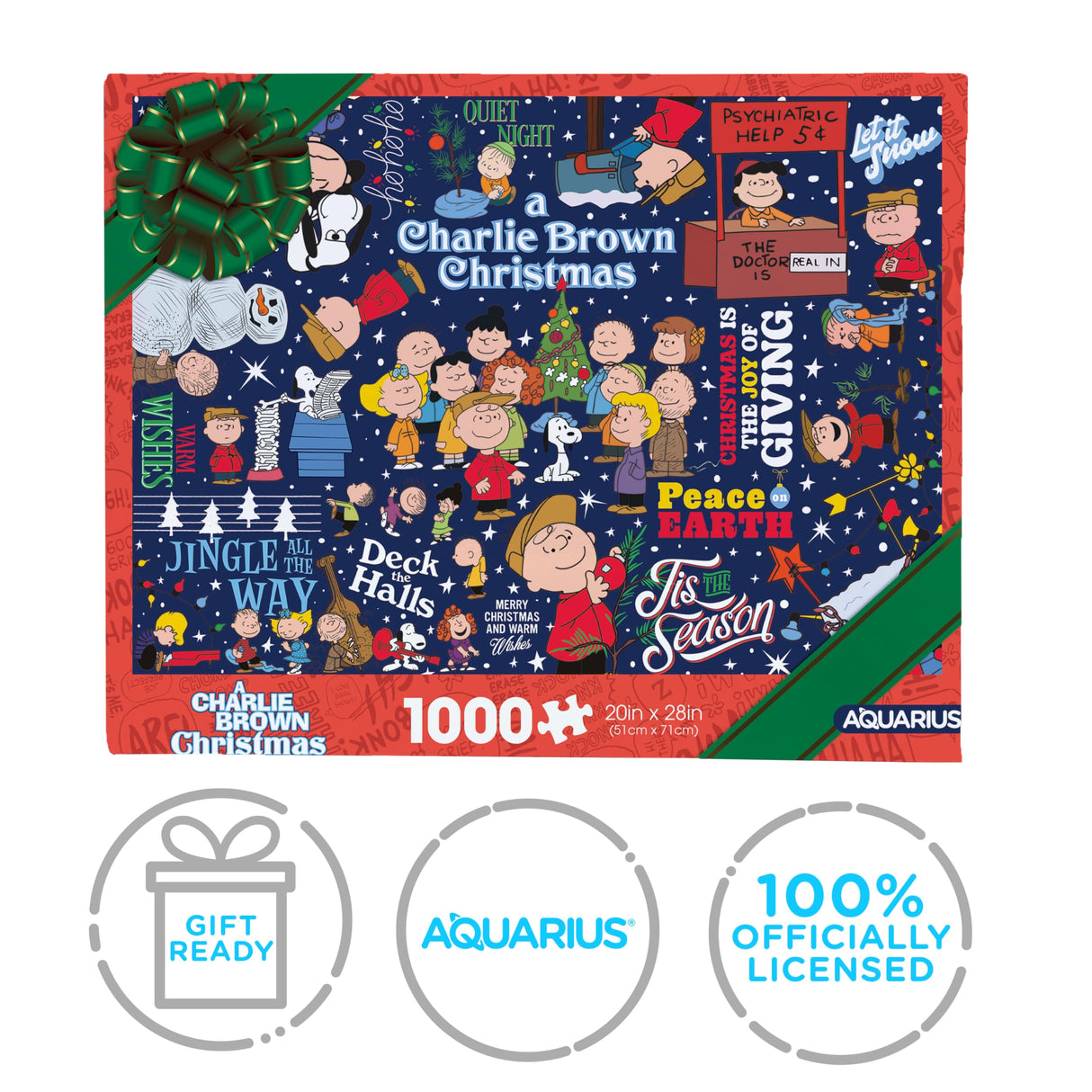 AQUARIUS Peanuts Charlie Brown Wrapping Paper 1000pc Puzzle (1000 Piece Jigsaw Puzzle) - Glare Free - Precision Fit - Officially Licensed Peanuts Merchandise & Collectibles -22x28 Inches AQUARIUS