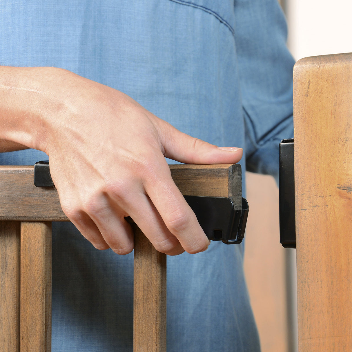 Evenflo Walk-Thru Top Of Stairs Baby Gate (Farmhouse Collection), 48"W x 32"H Evenflo