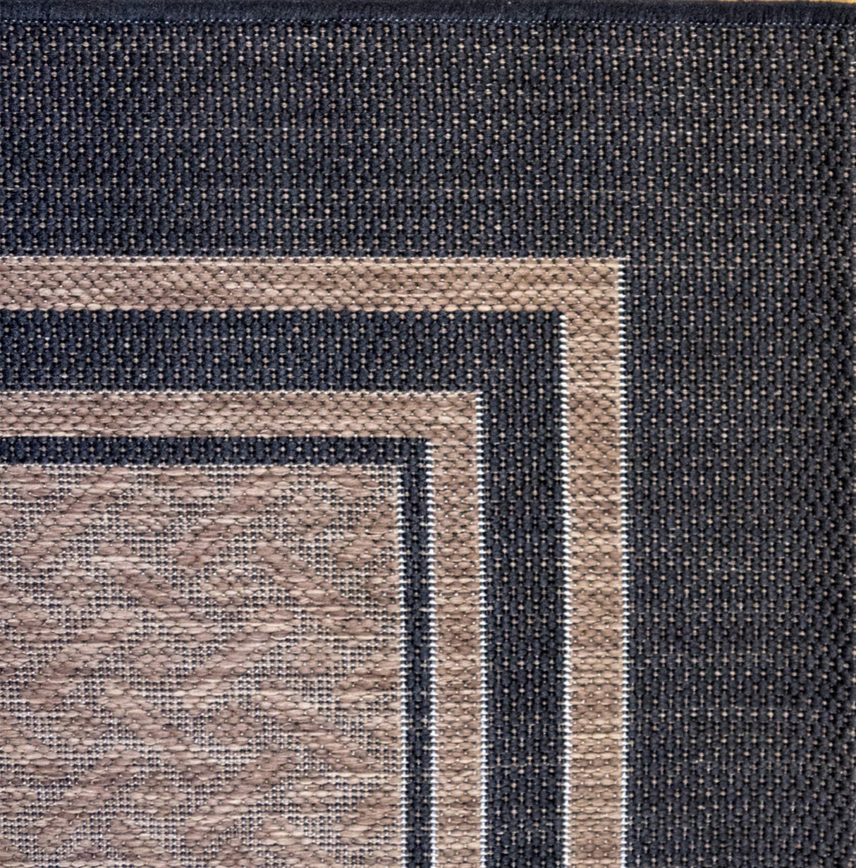 Gertmenian Indoor Outdoor Classic Flatweave Area Rug, Stain & UV Resistant Carpet, Deck, Patio, Poolside & Mudroom, 8x10 Ft Large, Border, Black Tan, 21515 Gertmenian
