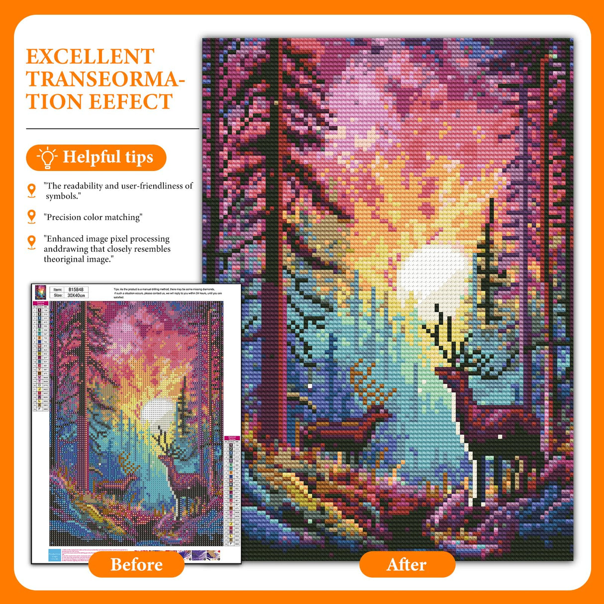 Offito Rainbow Sunset Diamond Art Kits for Adults, Forest Deer Diamond Painting Kits for Beginners, Fantasy Landscape DIY Full Drill Dots Gem Art Paint for Home Wall Decor 12 x 16 Inch Offito