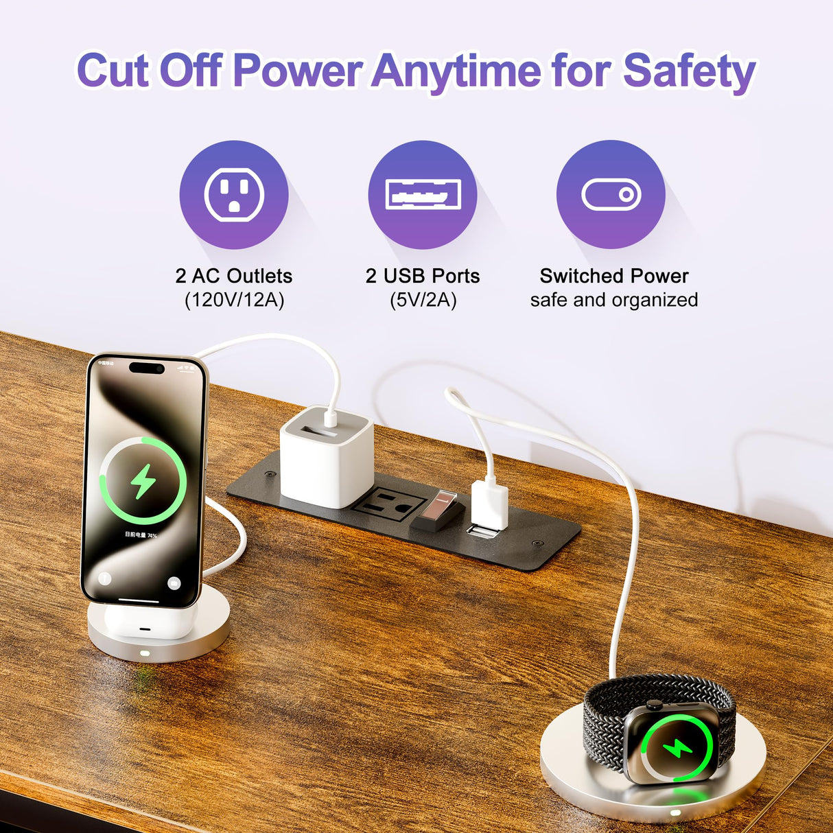 LovaraS Entertainment Center with Storage for TVs up to 65 Inch TV Stand for Living Room with 2 Bookshelves TV Console with 2 Fabric Drawers, Farmhouse Modern LED Lights & Power Outlets Bedroom LovaraS