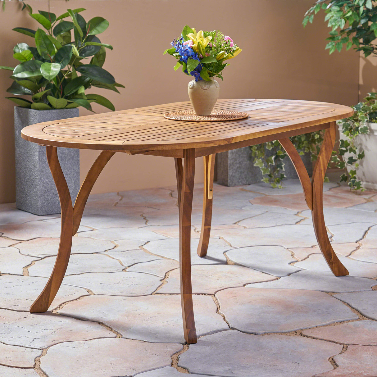 Christopher Knight Home Baia Outdoor 70" Oval Acacia Wood Dining Table, Teak Christopher Knight Home