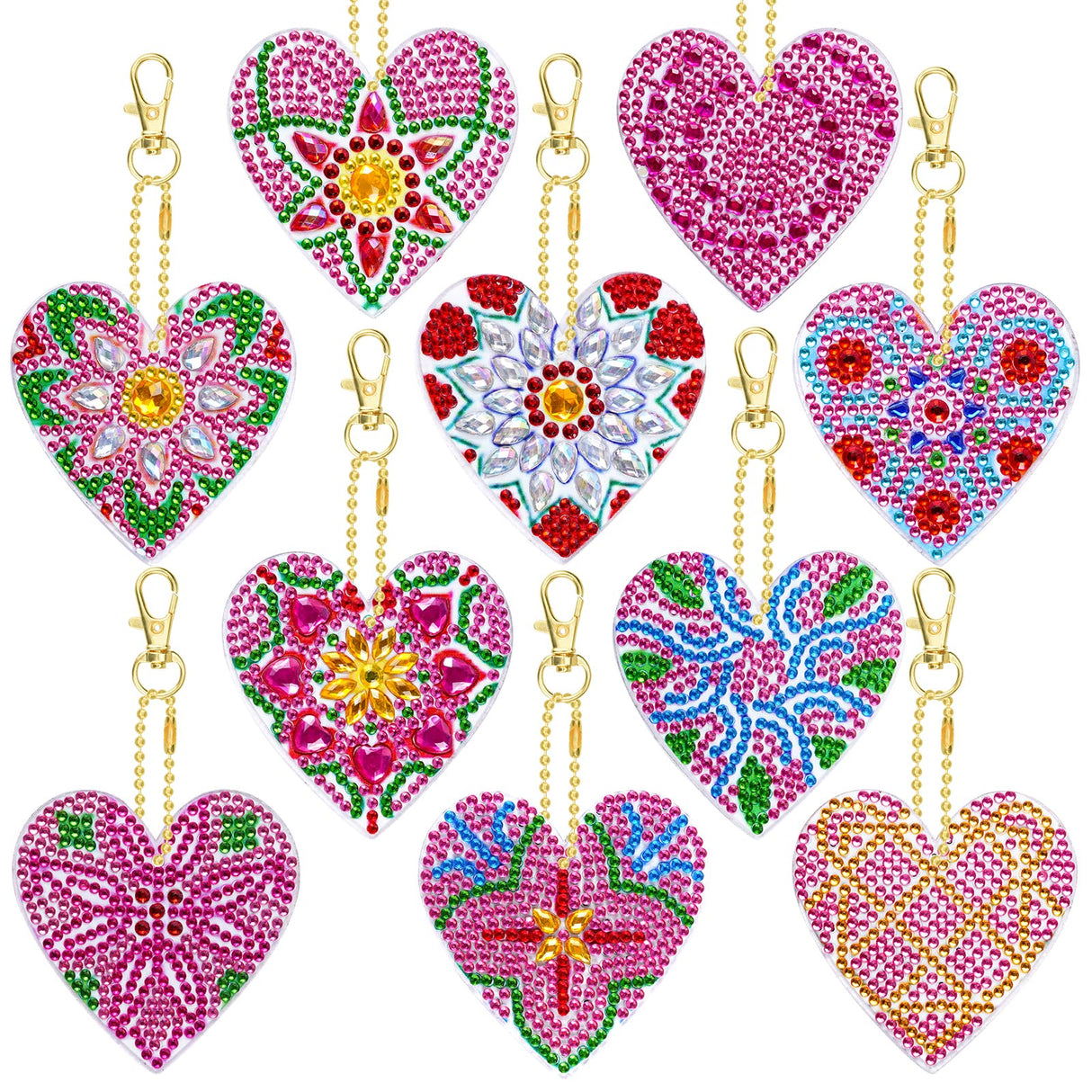 choyaxo 10 Pack Valentine's Day Diamond and Painting Keychain DIY Diamond and Painting Kits for Adult Beginners Love Heart Keychain choyaxo